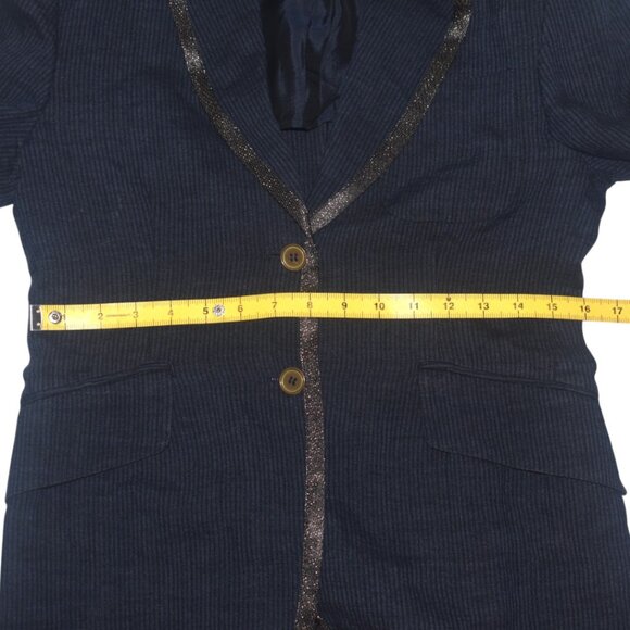 Vintage 90s 1990s Romeo Gigli Linen Striped Blazer Metallic Accents S 40 - Picture 14 of 15